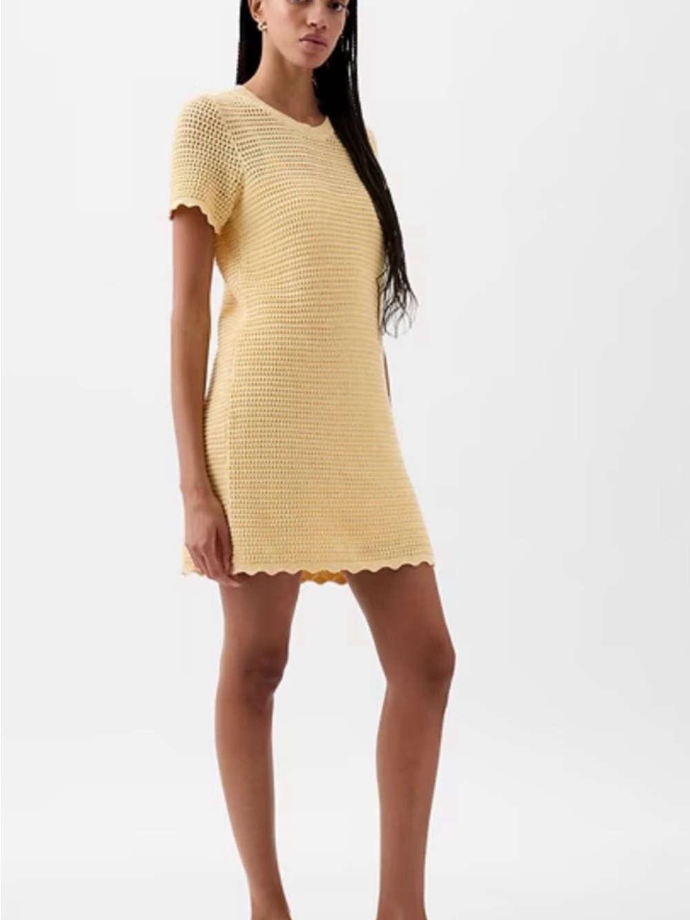 GAP Crochet Mini Dress in butter yellow